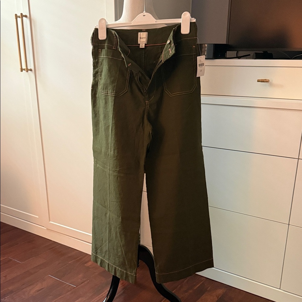 Maeve Anthropologie Olive (Holly) Green contrast trim Colette size 27